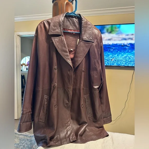 Coach Dark Brown Leather Jacket - Picture 1 of 14